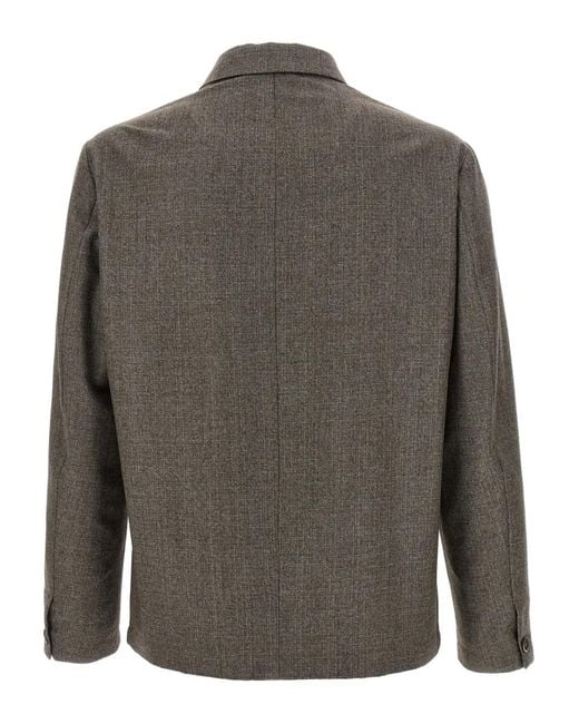 Barena Gray Patch-Pocket Button-Closure Shirt for men