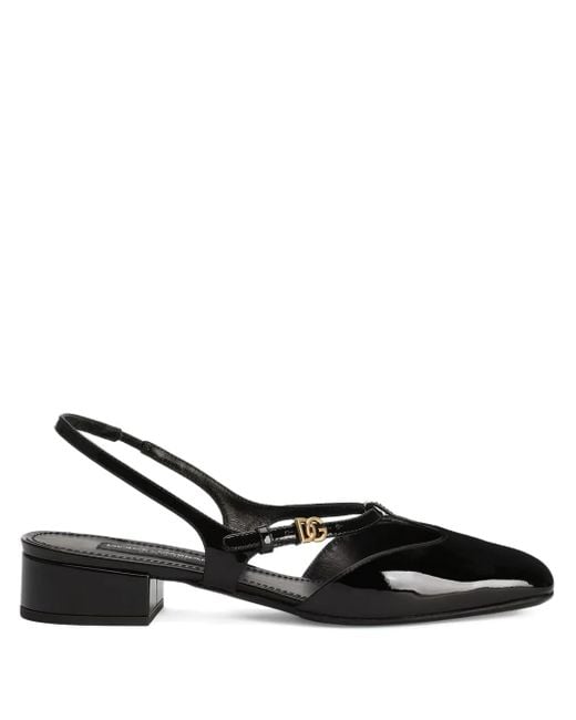 Dolce & Gabbana エナメルレザー スリングバックパンプス Black