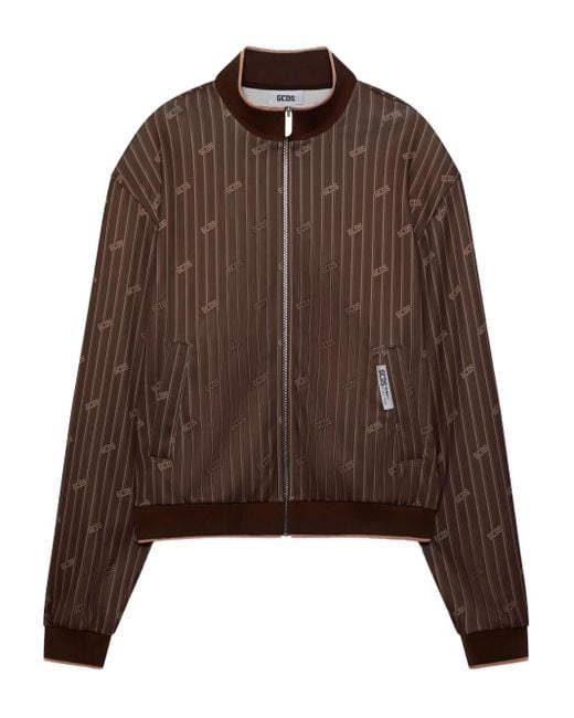 Gcds Brown Pinstriped Track Jacket for men