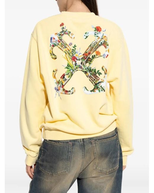 Off-White c/o Virgil Abloh Sweater Met Arrows-Print En Ronde Hals in het Yellow