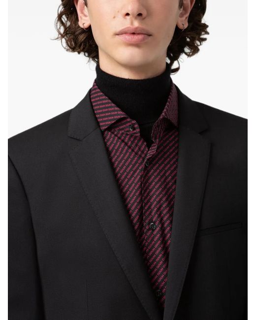 HUGO Black Notch-Lapel Two-Button Jacket for men