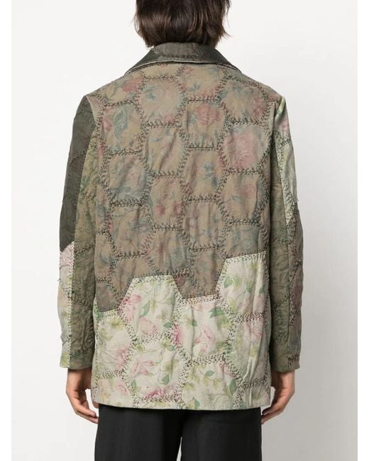 By Walid Gray Jacob Quilted Pea Coat for men