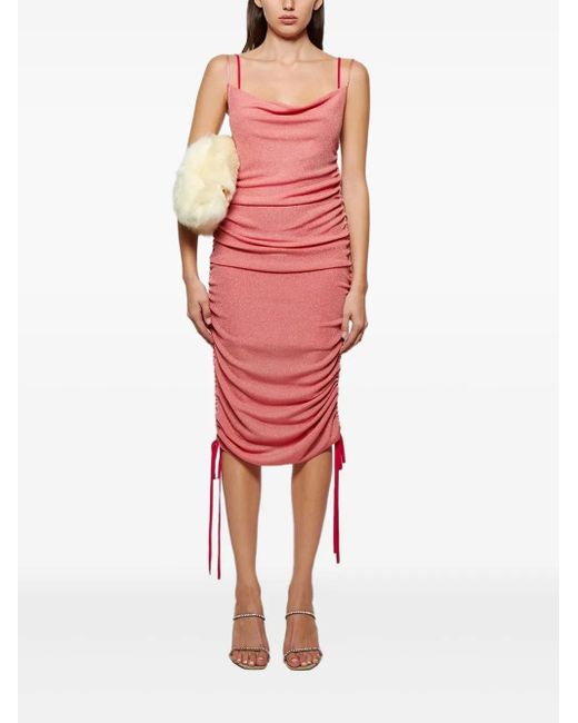 Dion Lee Red Ribbed Drawstring Dress