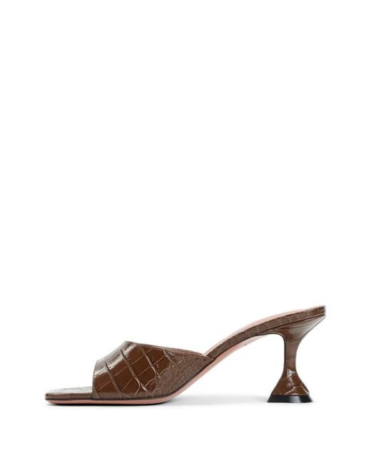 AMINA MUADDI Brown Square Toe Mules