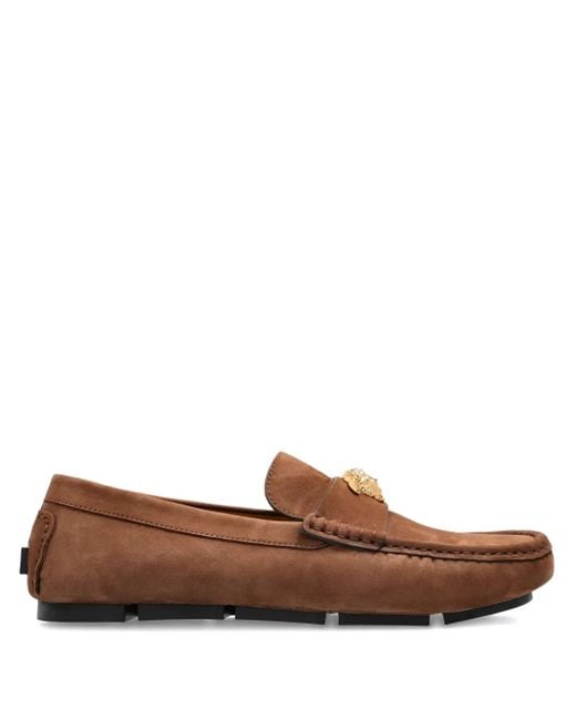 Versace Brown Medusa Leather Loafers for men