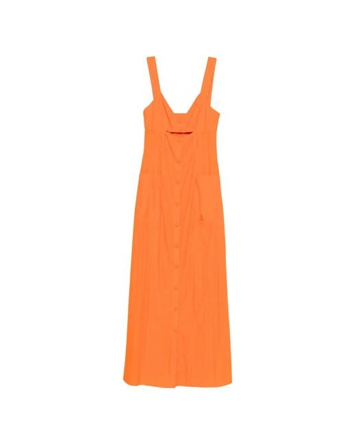 Patrizia Pepe Orange V-Neck Maxi Dress