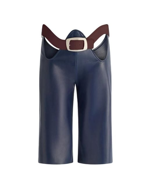 Jean Paul Gaultier Blue The Cut-Out Leather Shorts