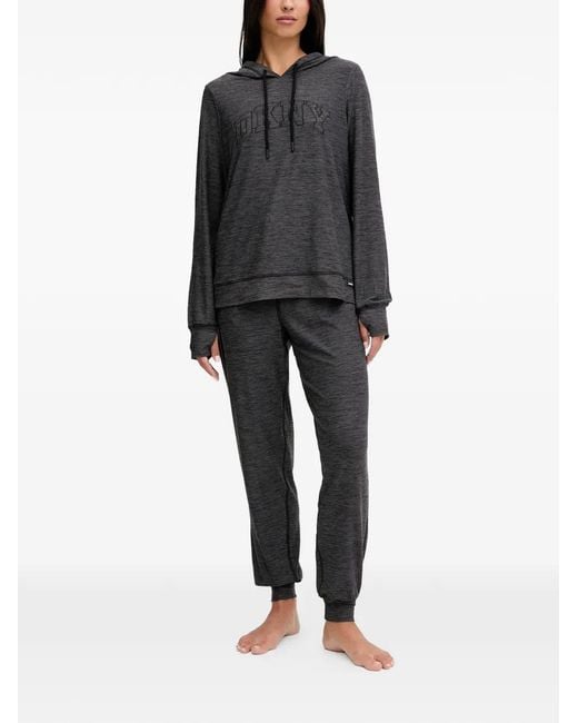 DKNY Black Hooded Pajama Set