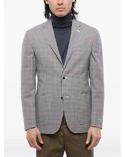Corneliani Gray Checked Wool Blazer for men