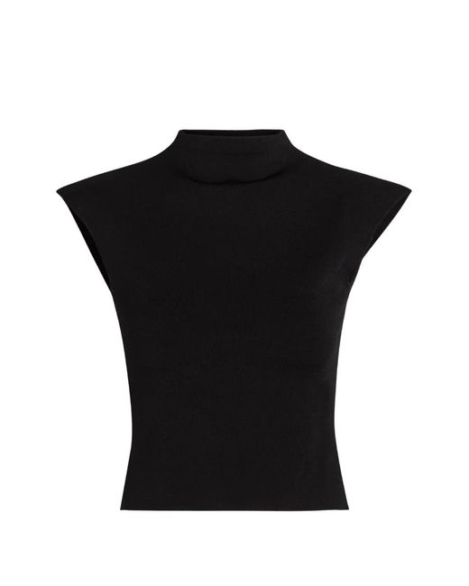 A.W.A.K.E. MODE Black Mock-Neck Top