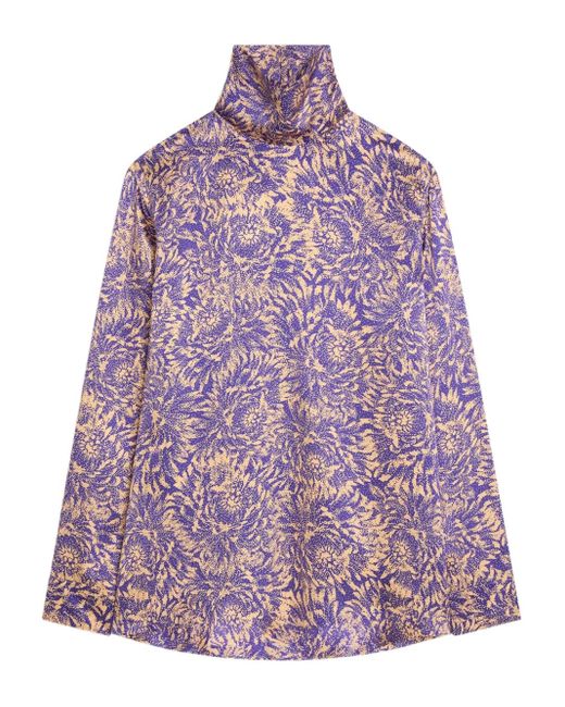 Dries Van Noten Purple Printed Silk Top