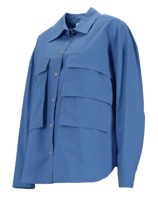P.A.R.O.S.H. Blue Chest-Pocket Long-Sleeve Shirt