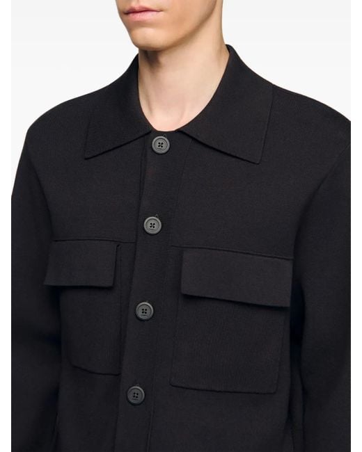 Cardigan Con Bottoni E Tasche di Sandro in Black da Uomo