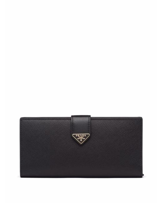 Prada Gray Logo-Plaque Leather Wallet