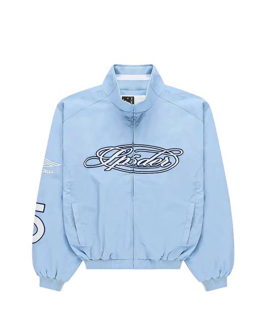 Sp5der Blue Logo-Print Zip-Up Jacket for men