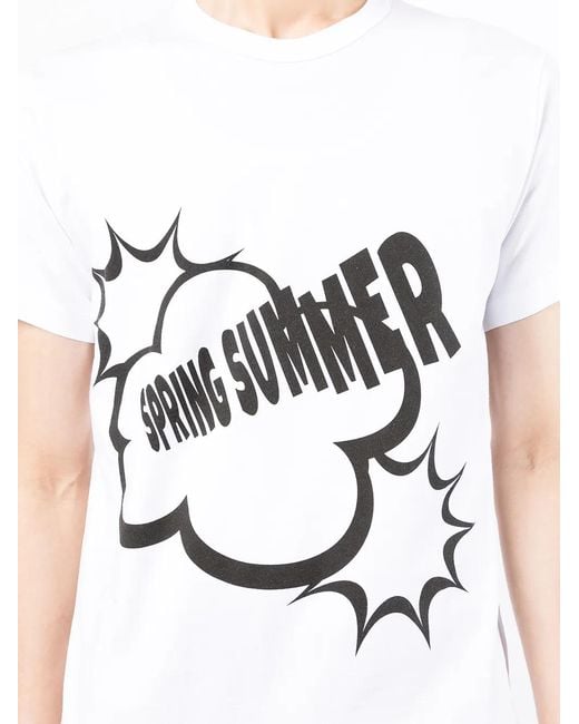Comme des Garçons White Slogan-Print Cotton T-Shirt for men