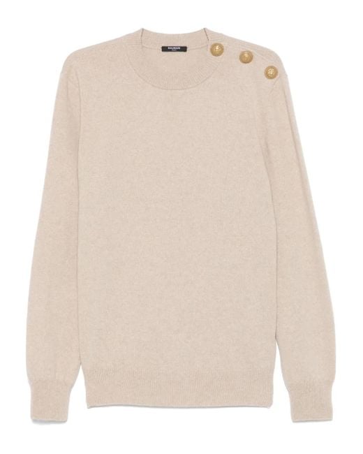 Balmain Natural Buttoned Sweater for men