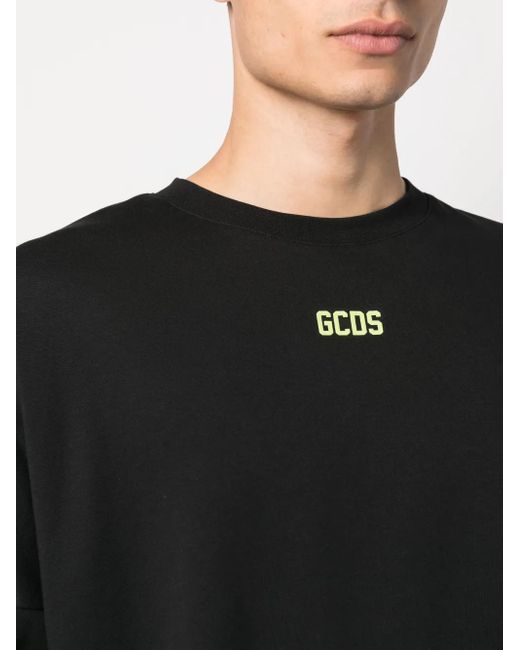 Gcds Black Long-Sleeved Logo-Print T-Shirt for men