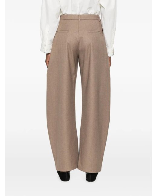 ELEH Natural Pleated Wide-Leg Trousers