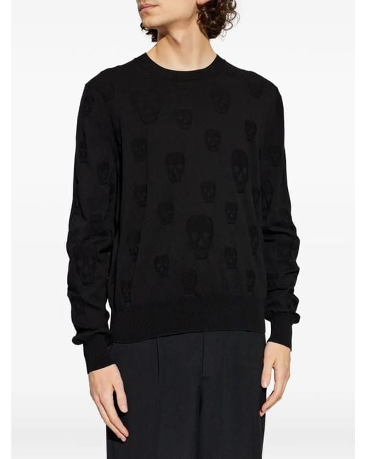 McQueen Black Skull-Pattern Sweater for men