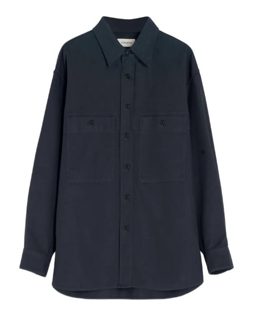 LEMAIRE FELTED WOOL OVERSHIRT size44 Lemaire Men's Blue Patch