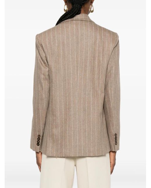 Incotex Natural Pinstripe-Print Double-Breasted Blazer