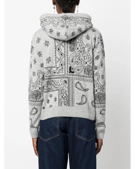 Mc2 Saint Barth Gray Paisley-Print Pullover Hoodie
