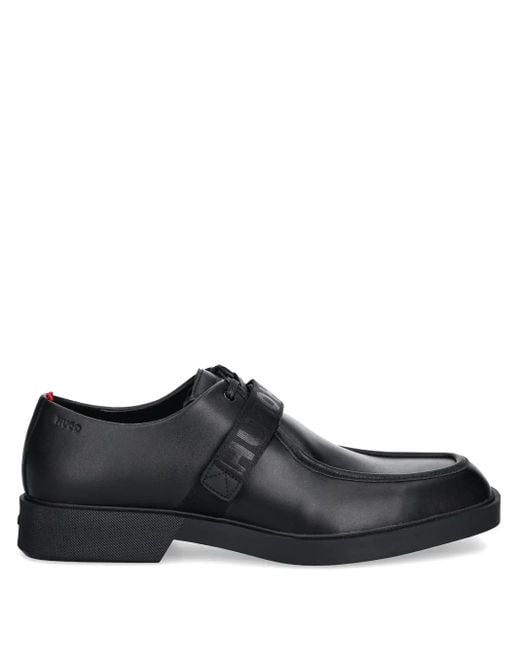 HUGO Black Leather Derby Shoes for men