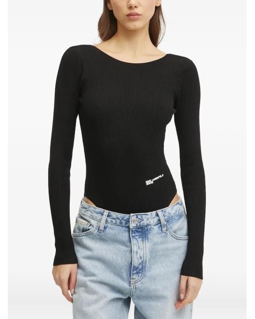 Body A Coste Con Scollatura Posteriore di Karl Lagerfeld in Black