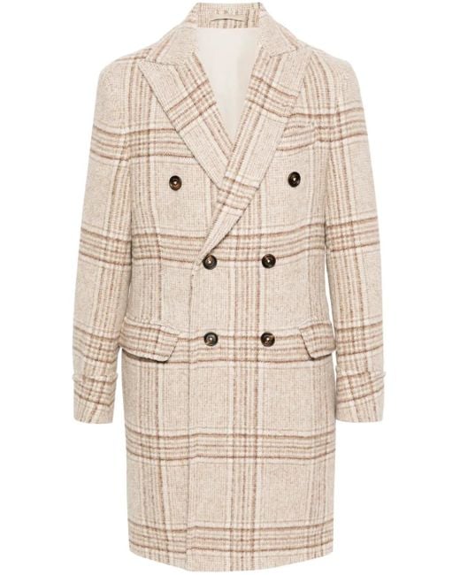 Cappotto A Quadri di Eleventy in Natural da Uomo