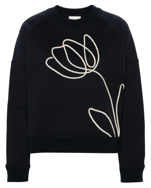 Claudie Pierlot Black Floral-appliqué Sweatshirt