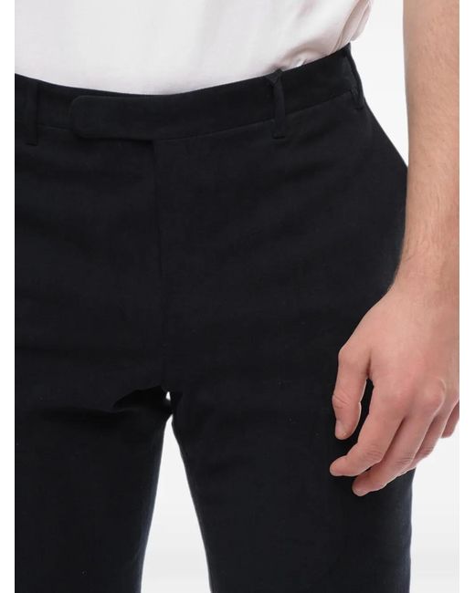 Corneliani Black Flat-Front Chino Trousers for men