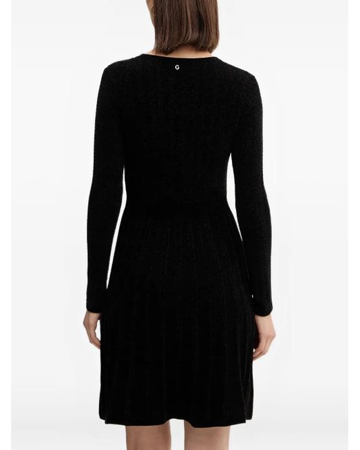 Guess Black Robe Courte Évasée À Manches Longues
