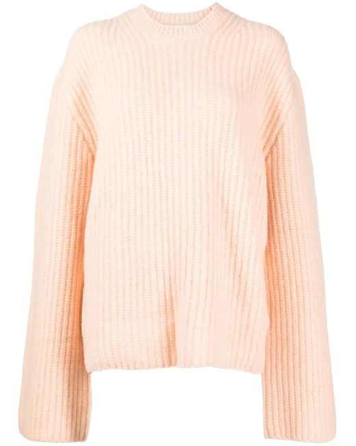 Nanushka Pink Extra-Long-Sleeve Knitted Jumper