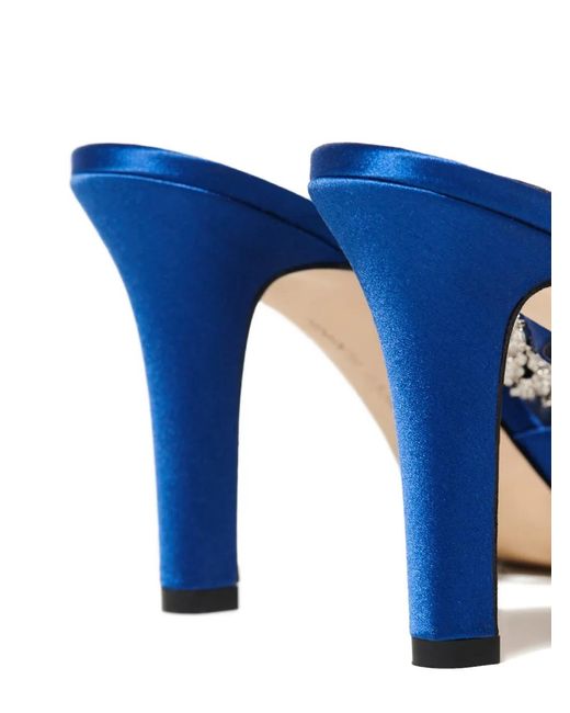 Manolo Blahnik Blue Damskie Crystal-Embellished Mules