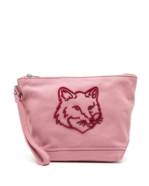 Maison Kitsuné Pink Fox Head Zipped Pouch