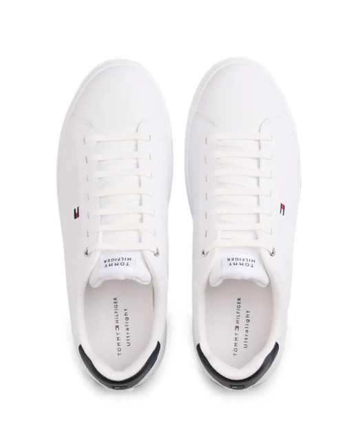 Tommy Hilfiger White Logo-Patch Lace-Up Sneakers for men