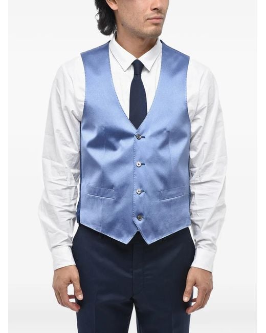 Corneliani Blue Cerimonia Academy Silk Satin Waistcoat for men