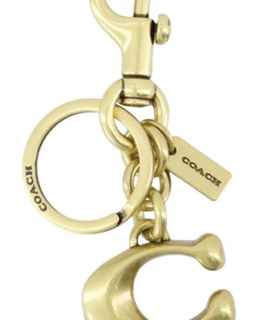 COACH Metallic Solid C Logo-Plaque Keyring