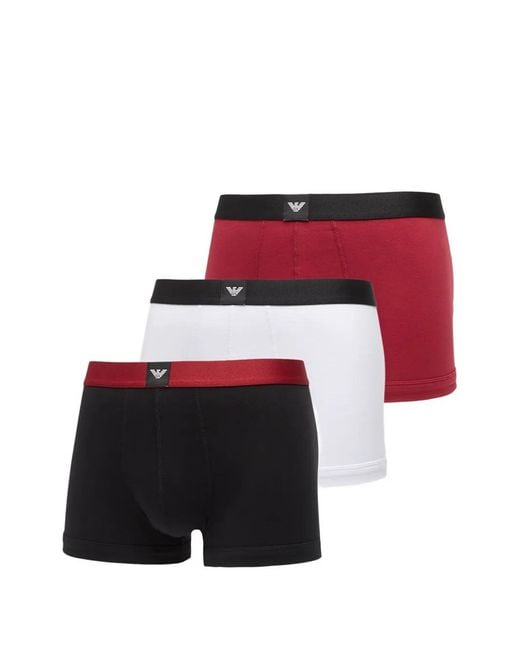 Boxer Con Logo (3 Pezzi) di EA7 in Red da Uomo