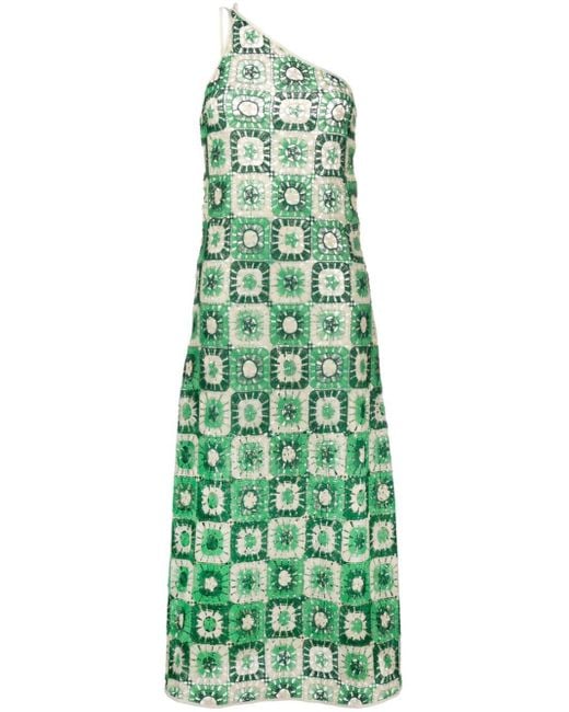 Johanna Ortiz Green Lemongrass One-shoulder Dress