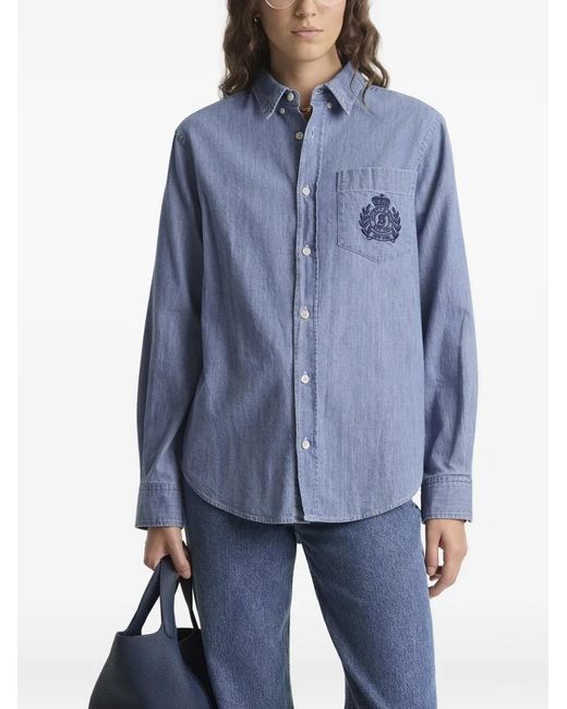 Sporty & Rich Blue Embroidered Pocket Shirt