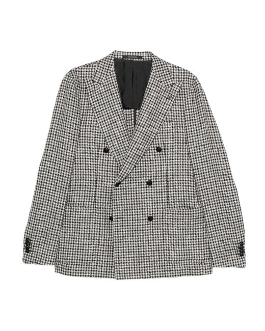 Blazer Doppiopetto Con Motivo Pied-De-Poule di Tagliatore in Gray da Uomo