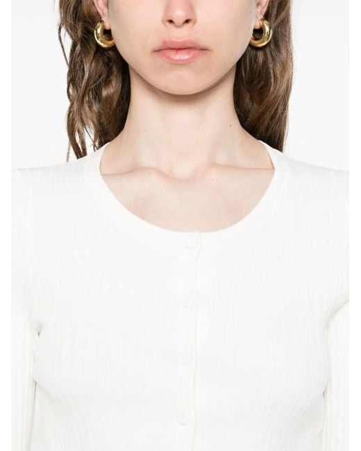 Sandro White Ribbed Cardigan
