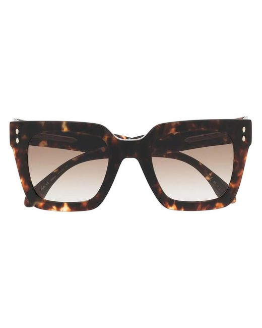 Isabel Marant Brown Tortoiseshell Square Frame Oversized Sunglasses