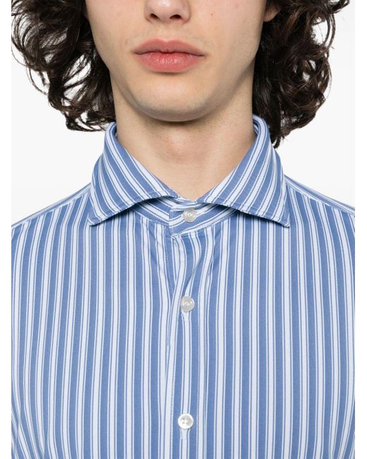 Paul & Shark Blue Striped Stretch-jersey Shirt for men