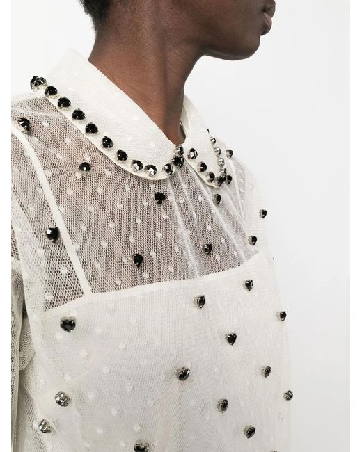 RED Valentino Blouse Verfraaid Met Kristallen in het White