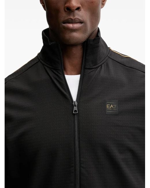 EA7 Black Zip Logo Tracksuit for men