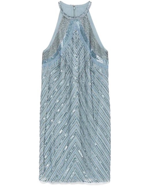 Ralph Lauren Blue Minikleid Mit Perlen