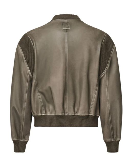 Loewe Green Debossed-Logo Bomber Jacket for men